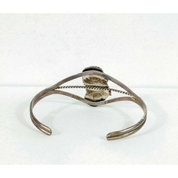 Southwestern Turquoise dual Stone Cuff Bracelet - Sterling Silver vintage - Picture 3 of 11